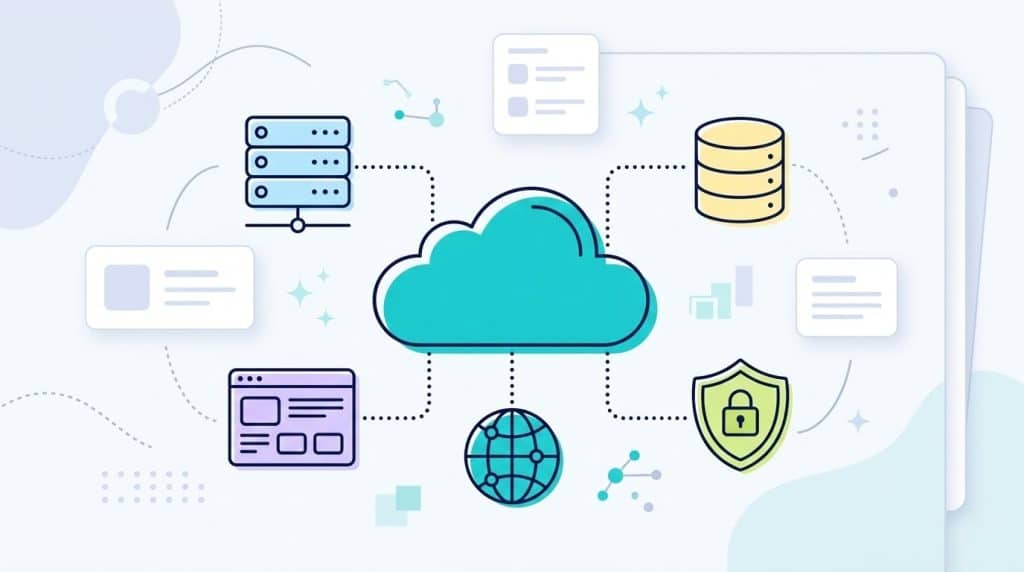 Cloud computing avec serveurs stockage et applications accessibles via internet