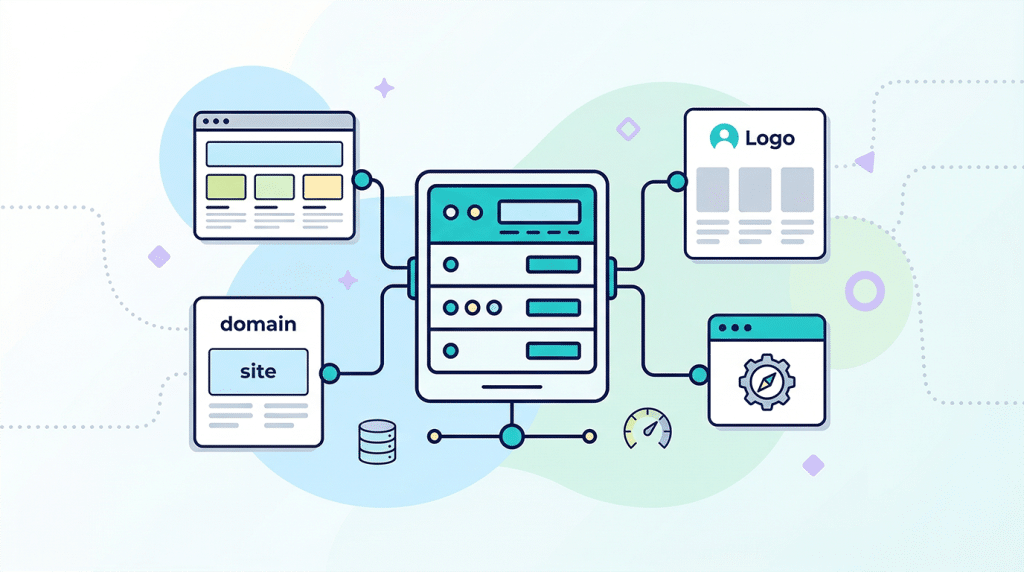 illustration de l’hébergement mutualisé avec plusieurs sites web sur un même serveur
